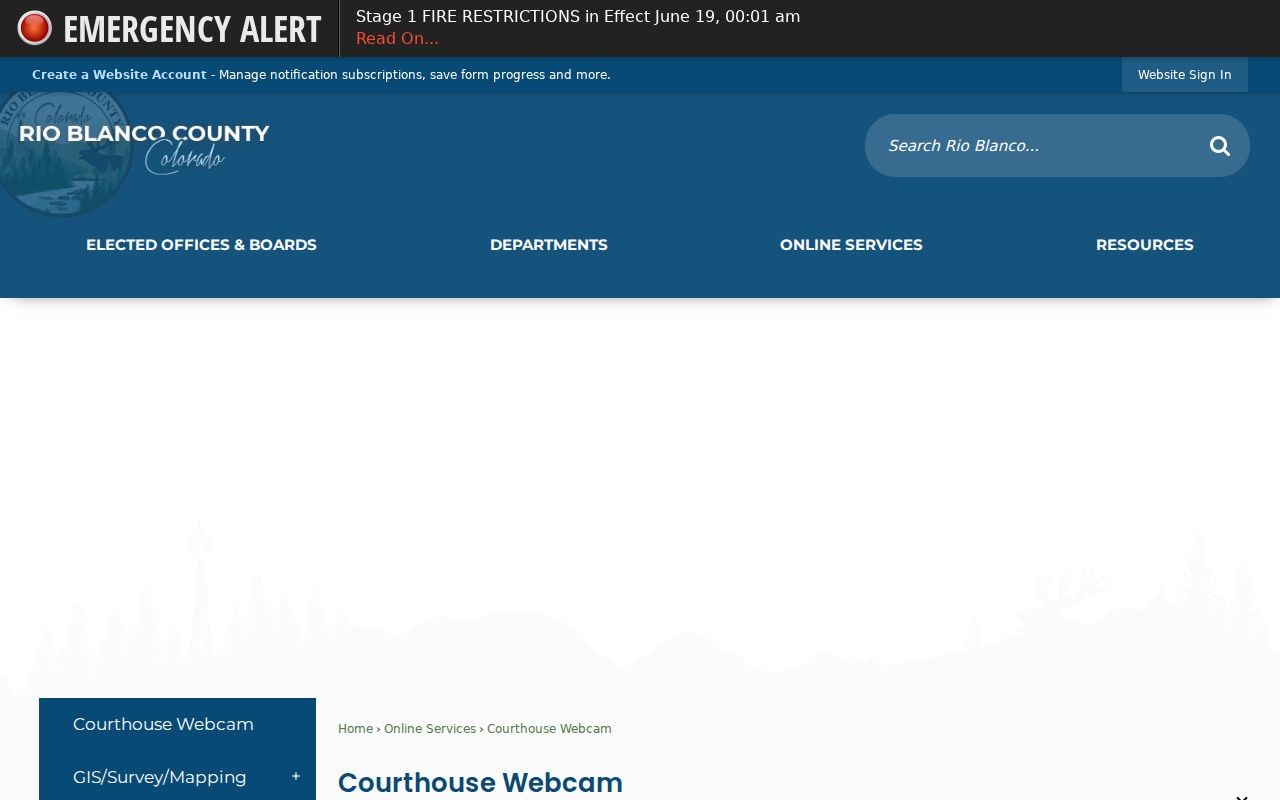Rio Blanco County Clerk of Court records courthouse webcam