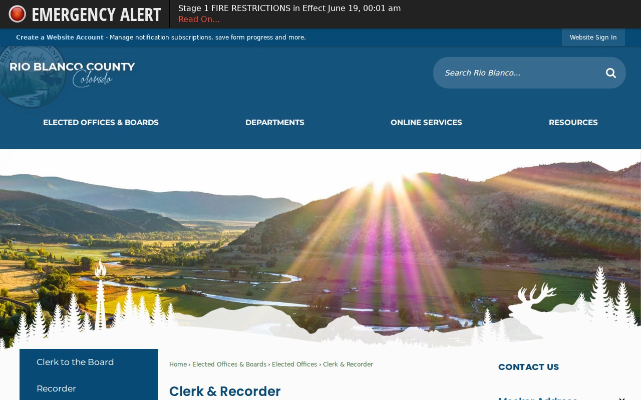 Rio Blanco County Clerk of Court records Clerk and Recorder distinction