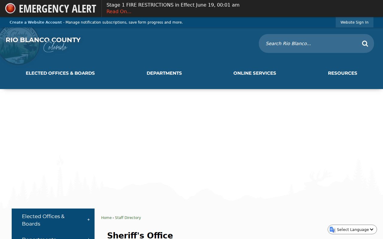Rio Blanco County arrest records sheriff directory