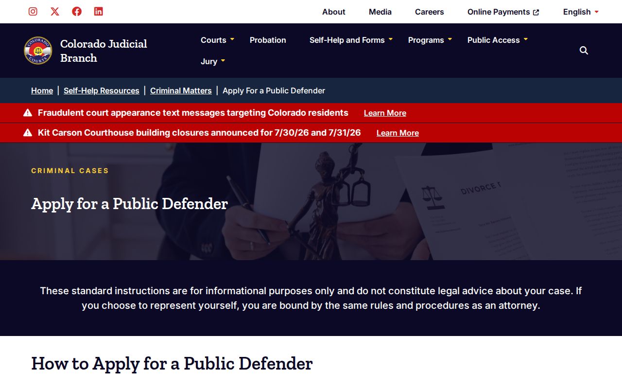 Rio Blanco County criminal court records public defender application