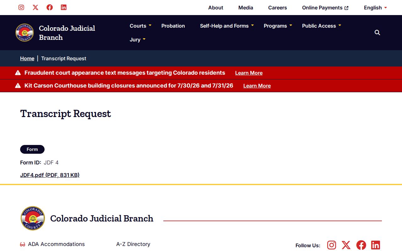 Rio Blanco County District Court transcript request