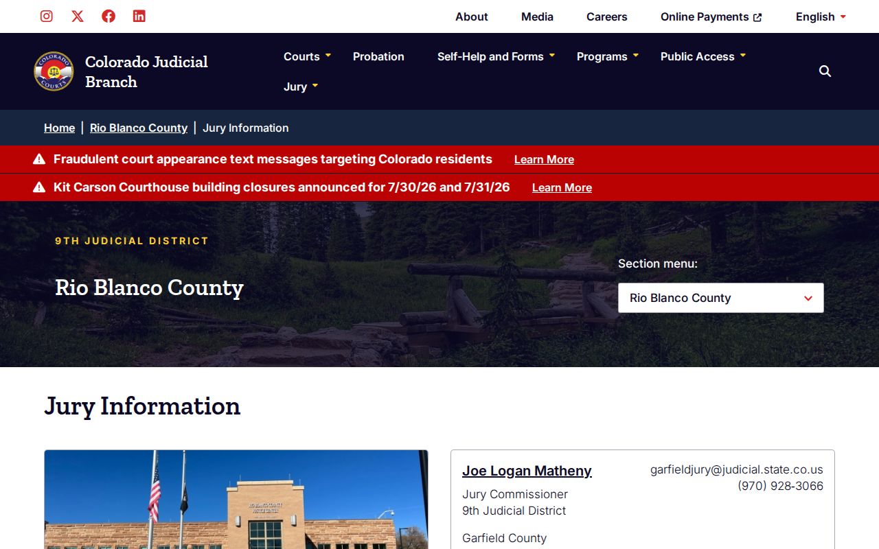 Rio Blanco County Court records jury information