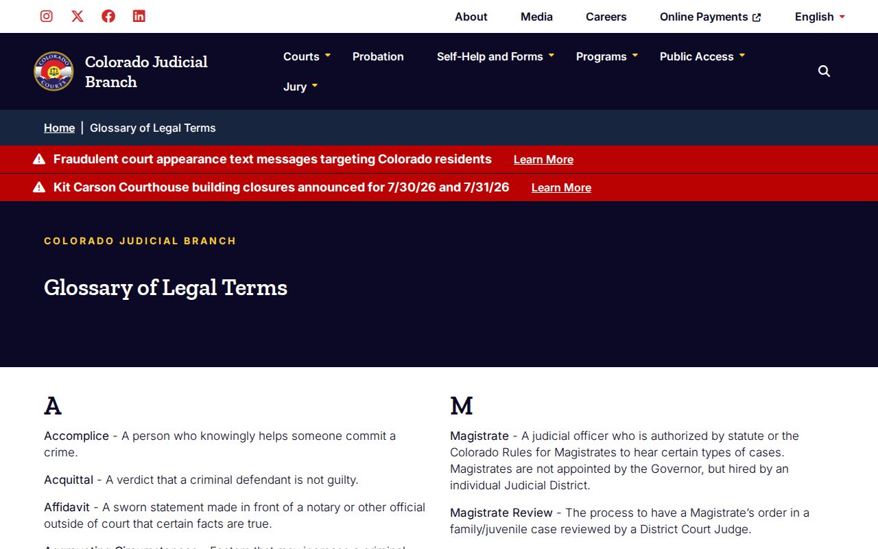 Rio Blanco County probate records Colorado Judicial glossary