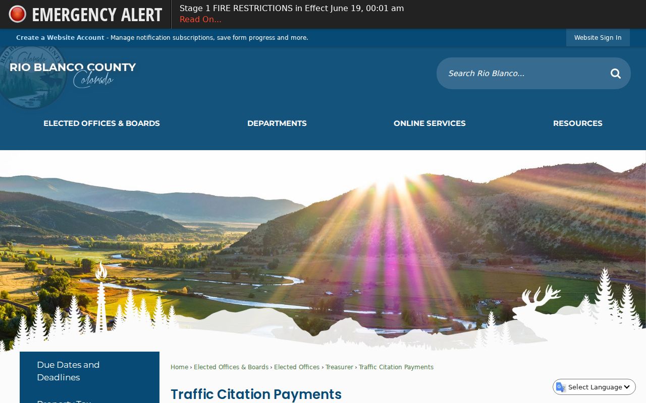 Rio Blanco County traffic court records county citation payments