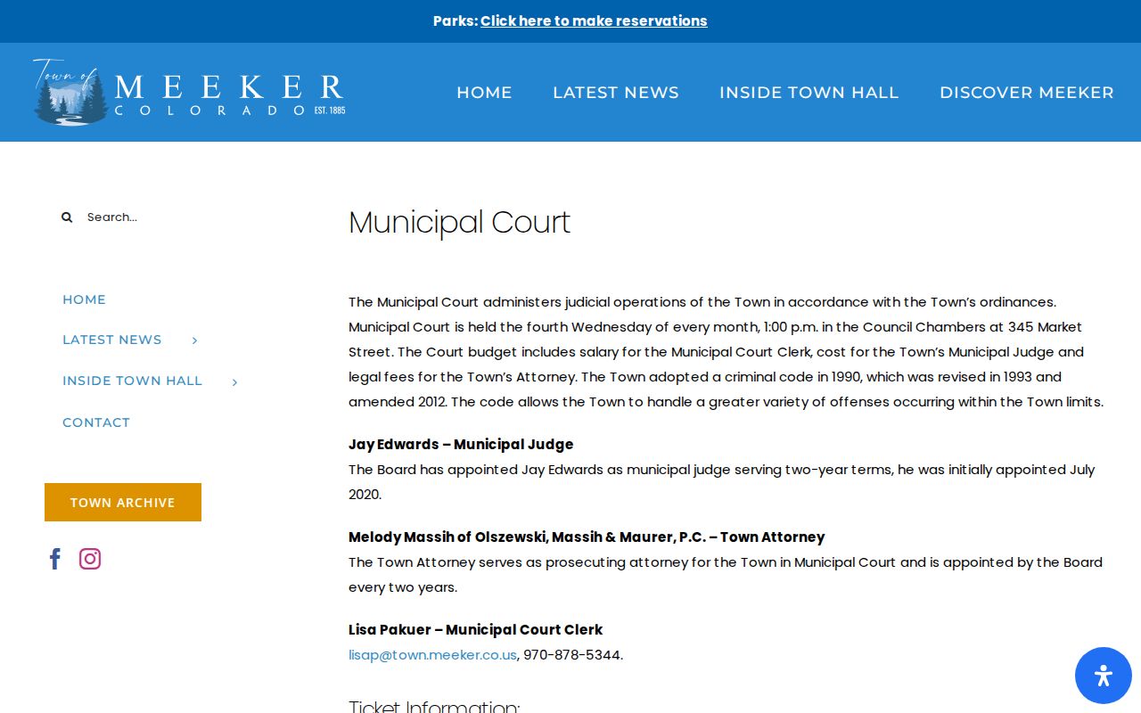 Rio Blanco County traffic court records Meeker Municipal Court